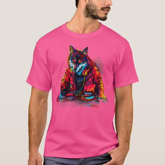 Wolf Dj Dance Music Producer Edm Turntable Dj Wolf T-Shirt (Front)