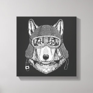 Wolf Dog Motorcycle Rider Canvas Print
