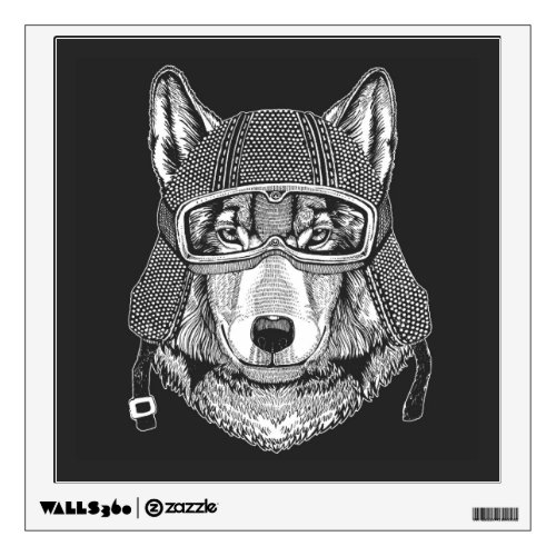 Wolf Dog Motorcycle Rider Wall Decal