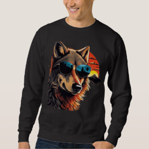 Wolf dog with sunglasses in the sunset gift ideas sweatshirt