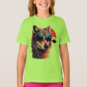 Wolf dog with sunglasses in the sunset gift ideas T-Shirt