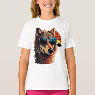Wolf dog with sunglasses in the sunset gift ideas T-Shirt
