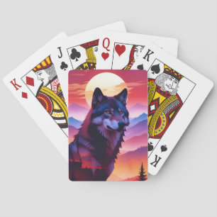 Wolf Double Exposure Animal Nature Wilderness Wild Poker Cards