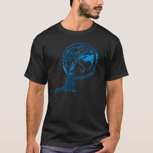 Wolf  Dragon blue black t_shirt