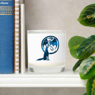 Wolf & Dragon blue metallic white candle