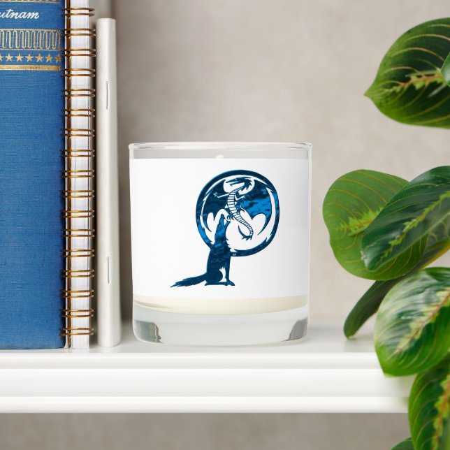 Wolf & Dragon blue metallic white candle (Shelf)
