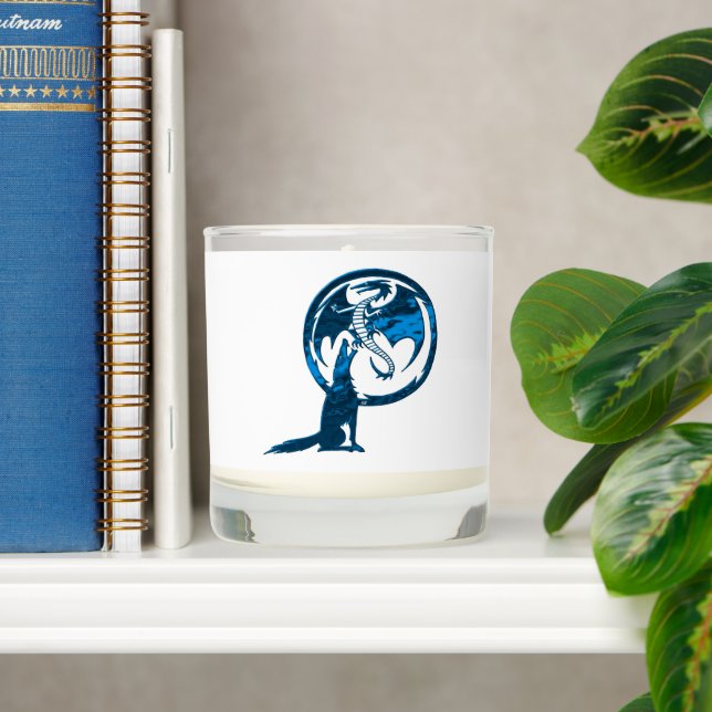 Wolf & Dragon blue metallic white candle (Shelf)