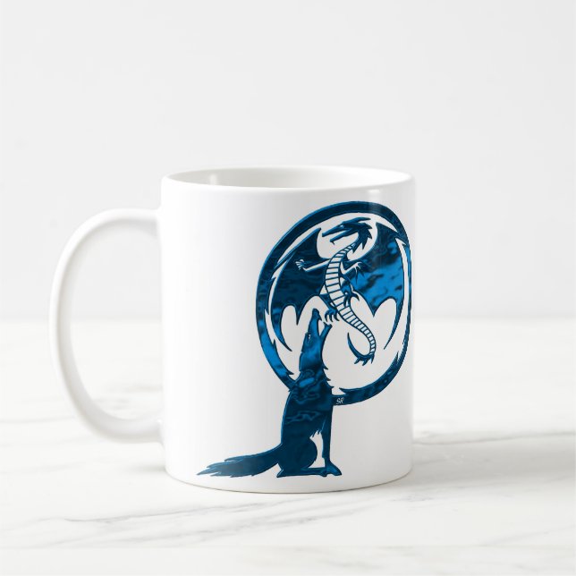 Wolf & Dragon blue mug (Left)
