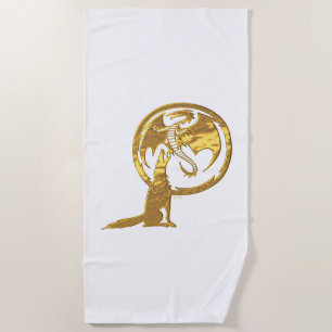 Wolf & Dragon Gold beach towel