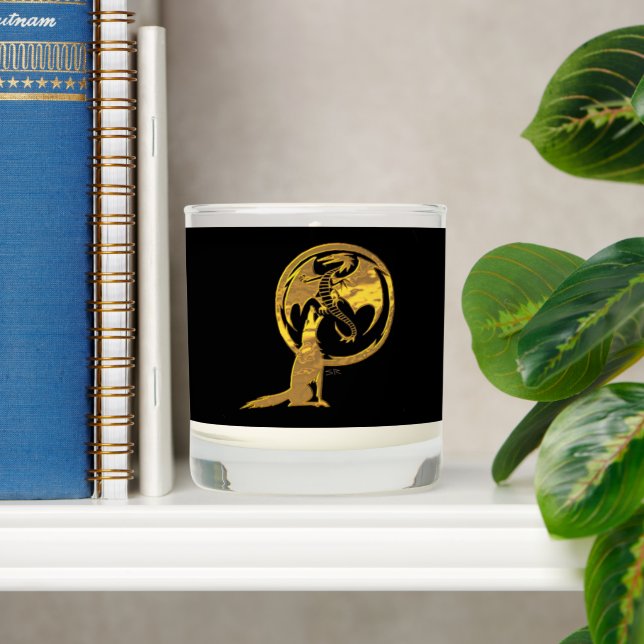 Wolf & Dragon gold black candle (Shelf)