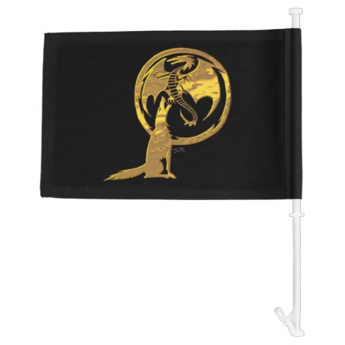 Wolf  Dragon gold black car and boat flag