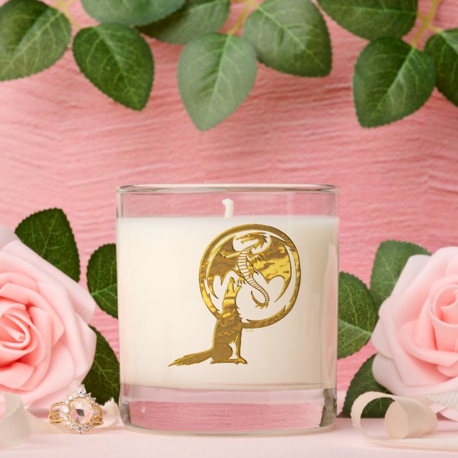 Wolf & Dragon gold clear candle (Wedding)