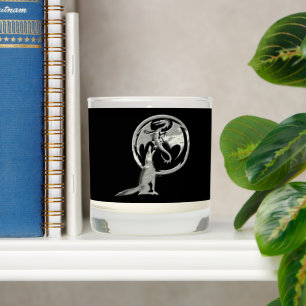 Wolf & Dragon silver black candle