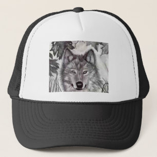 Wolf Drawing Trucker Hat