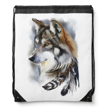 Wolf Drawstring Bag