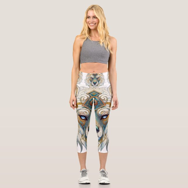 Wolf Dream catcher Capri Leggings (Front)