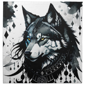 wolf, dreamcatcher, amulet, talisman, protection, cloth napkin