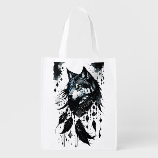 wolf, dreamcatcher, amulet, talisman, protection, grocery bag
