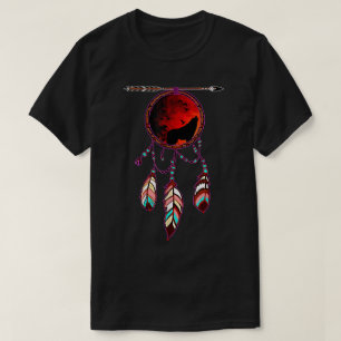 Wolf Dreamcatcher Art Moon Spirit Design T-Shirt