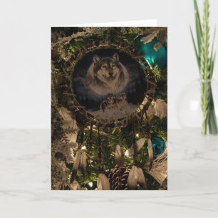 Wolf Dreamcatcher Christmas Card