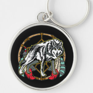 Wolf Dreamcatcher Keychain
