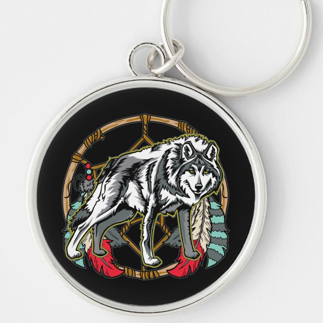 Wolf Dreamcatcher Keychain (Front)