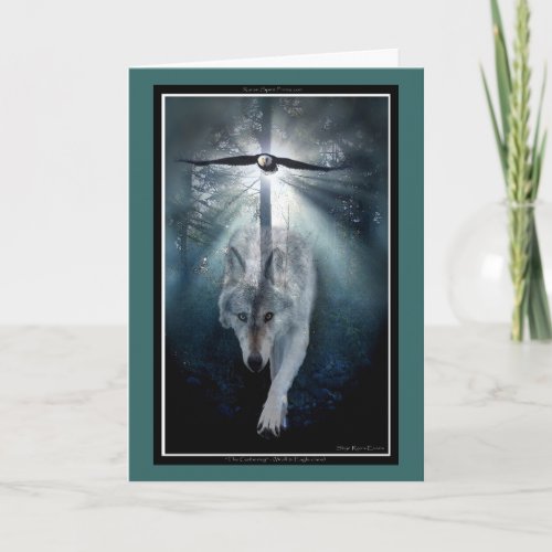 Wolf  Eagle Animal Lover PEACE Greeting_card Card