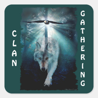 WOLF & EAGLE Clan Gathering First Nations Wildlife Square Sticker