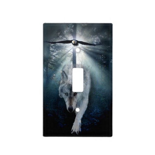 Wolf Eagle  Forest Clan Gathering Wildlife Art Light Switch Cover