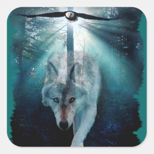 WOLF  EAGLE Harmony Wildlife Sticker