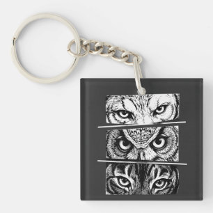 Wolf Eagle Tiger Trinity Keychain