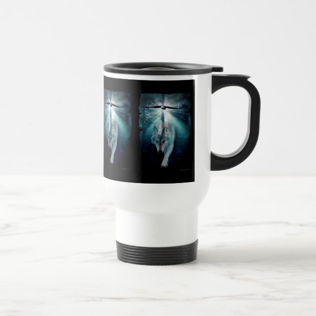 WOLF & EAGLE Wildlife Art Drinkware Travel Mug (Right)