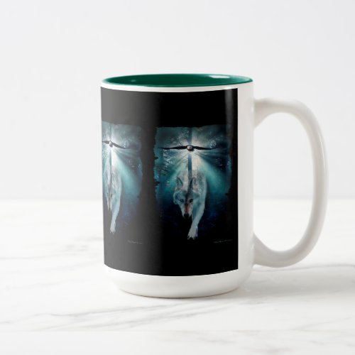 WOLF  EAGLE Wildlife Art Drinkware Two_Tone Coffee Mug