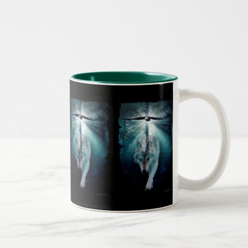 WOLF  EAGLE Wildlife Art Drinkware Two_Tone Coffee Mug