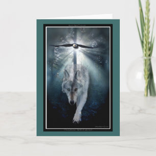 Wolf & Eagle Wildlife Art Greeting-card Card
