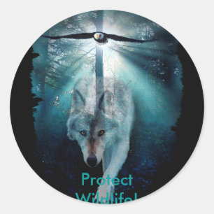 WOLF & EAGLE Wildlife Series Classic Round Sticker