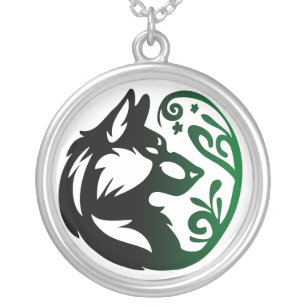 Wolf Element Tribal -Earth- Silver Plated Necklace