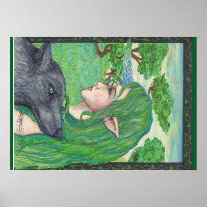 Wolf Elf Fairy Fantasy Magic Poster