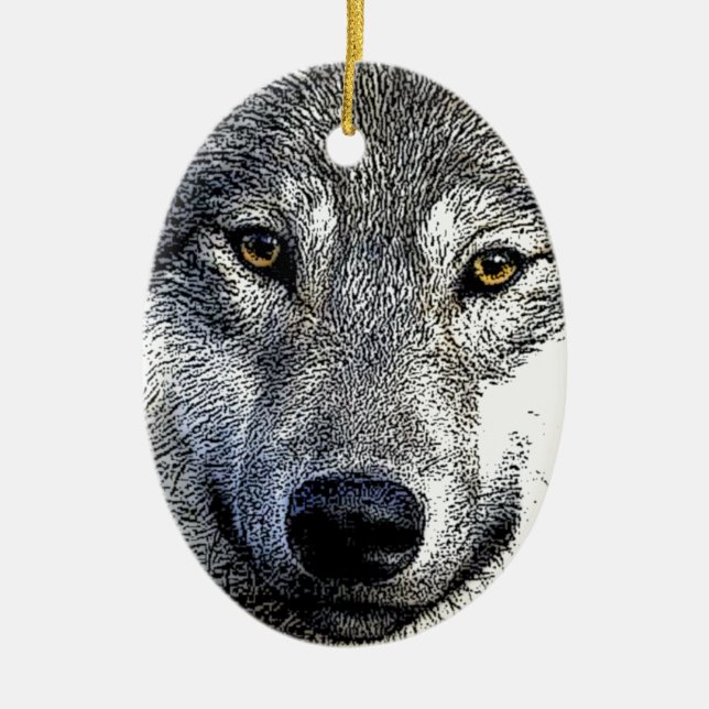 Wolf Eyes Artwork Ceramic Ornament (Front)