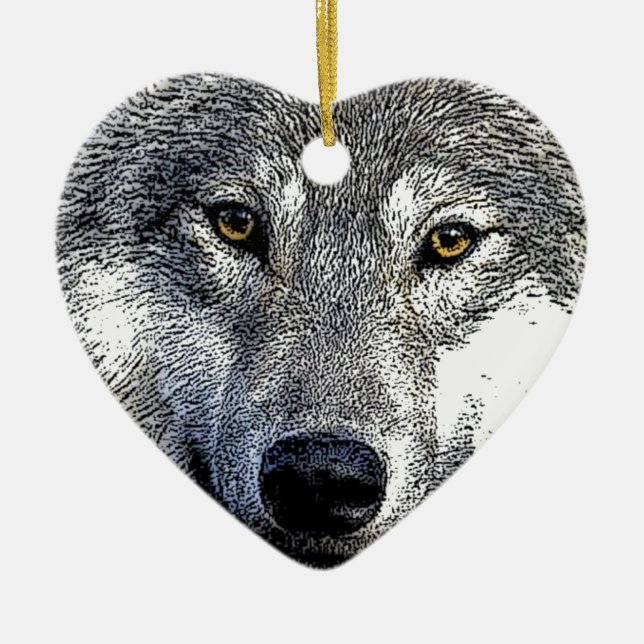 Wolf Eyes Artwork Ceramic Ornament (Front)