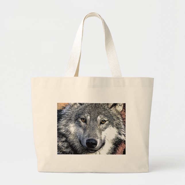 Wolf Eyes Artwork Large Tote Bag (Front)