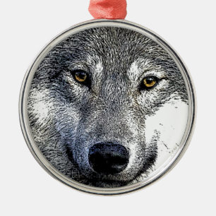 Wolf Eyes Artwork Metal Ornament
