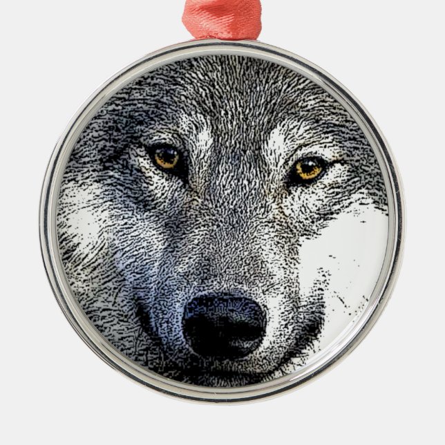 Wolf Eyes Artwork Metal Ornament (Front)