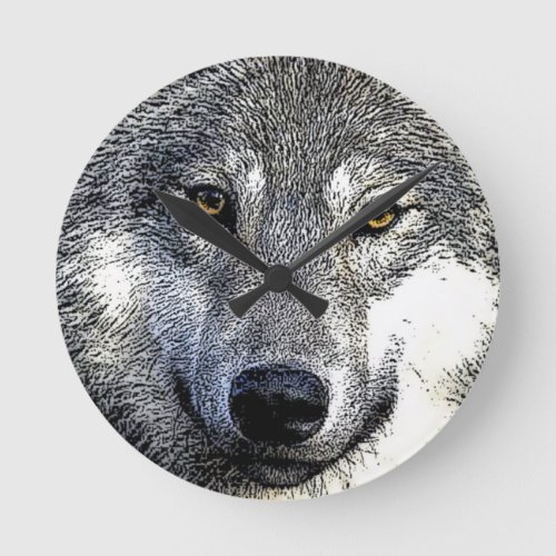 Wolf Eyes Artwork Round Clock
