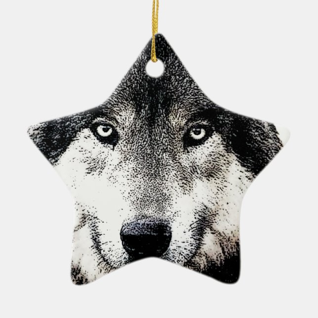 Wolf Eyes Ceramic Ornament (Front)