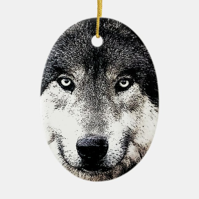 Wolf Eyes Ceramic Ornament (Front)