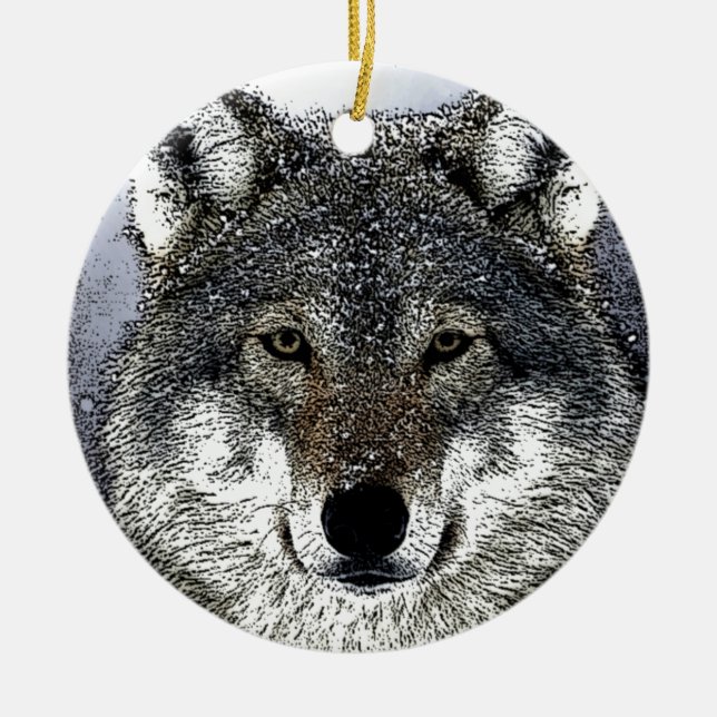 Wolf Eyes Ceramic Ornament (Front)