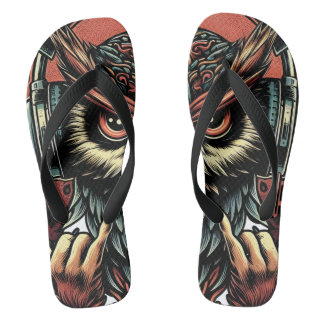Wolf Eyes Flip Flops – Fierce Animal Art, Dark Wil