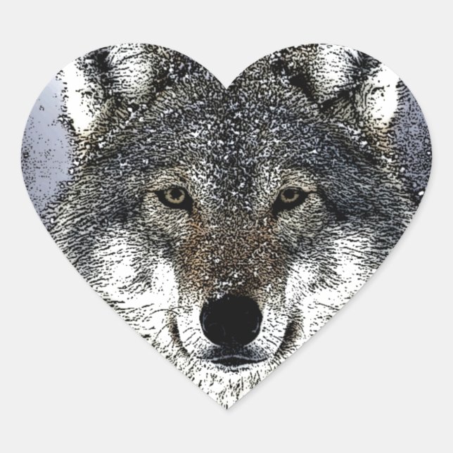 Wolf Eyes Heart Sticker (Front)