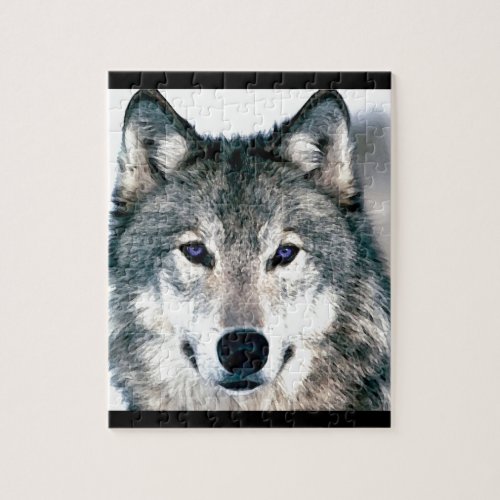 Wolf Eyes in woods wild nature animal Print Jigsaw Puzzle